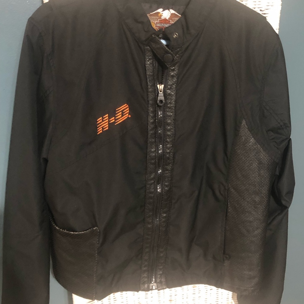 Harley-Davidson Black Nylon Jacket with Orange HD Accent